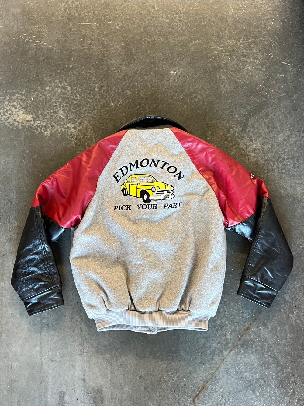 Vintage Edmonton Grey, Black & Red Varsity Jacket